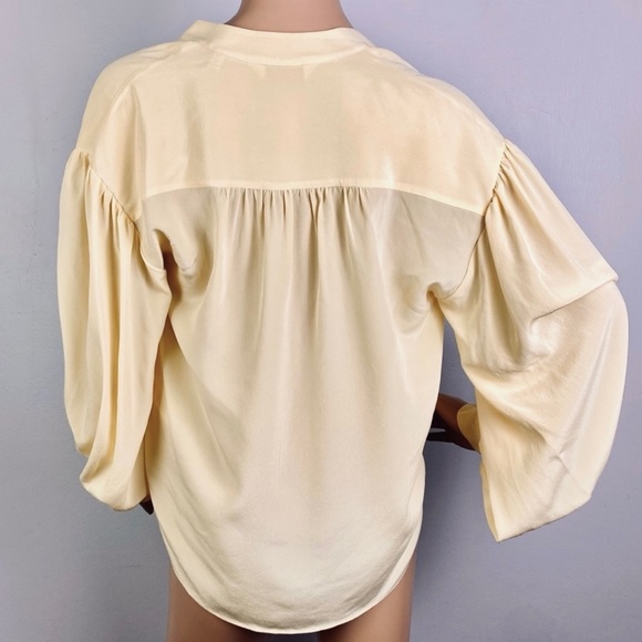 NEW JOIE YELLOW SILK LONG SLEEVE BLOUSE - Picture 6 of 7